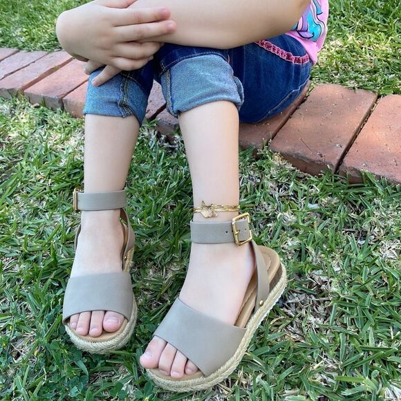 Little Girl Taupe Espadrilles Sandals - Picture 4 of 6